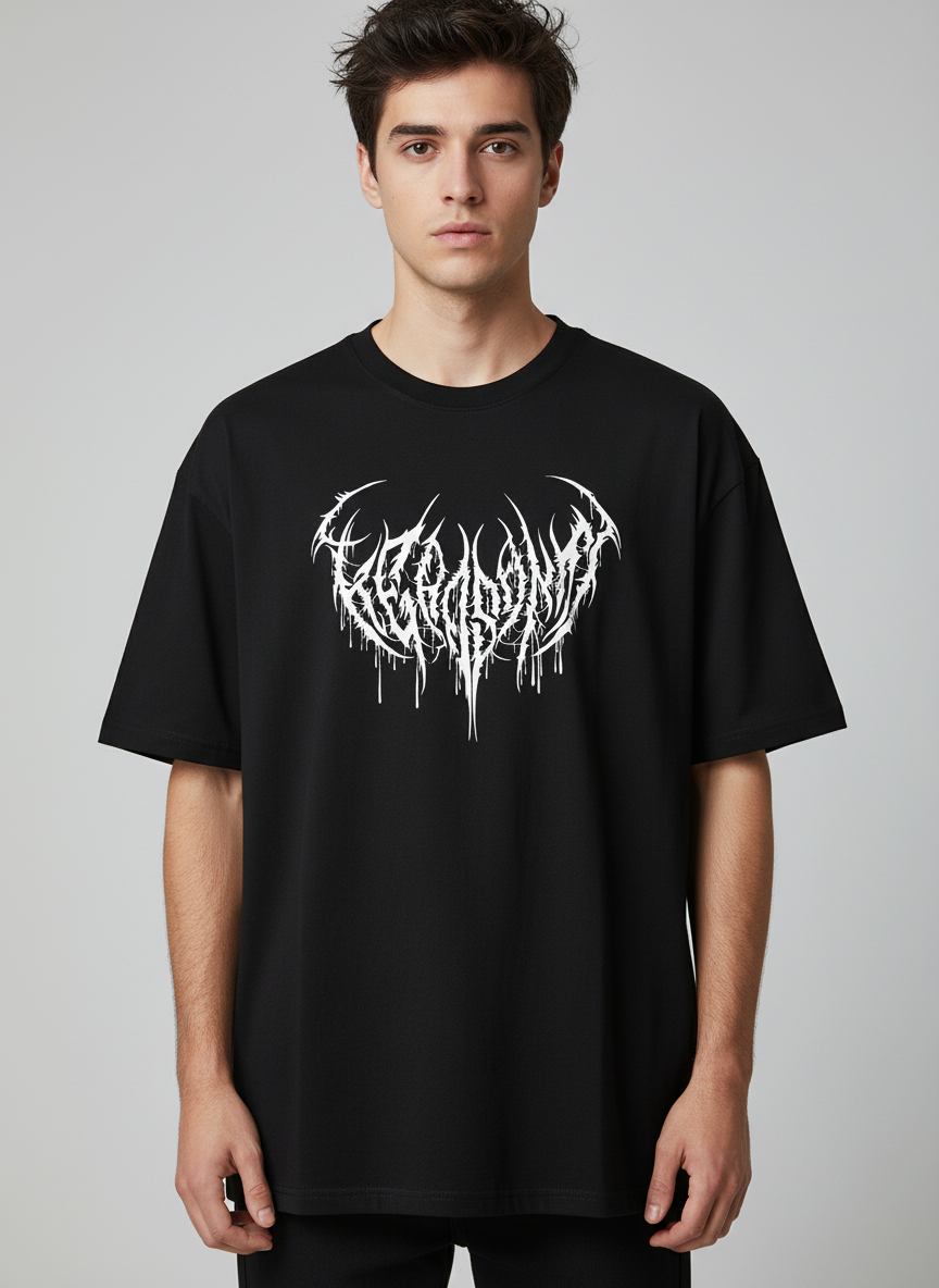 Dripping Death Metal Logo Graphic Tee - 220GSM - Black