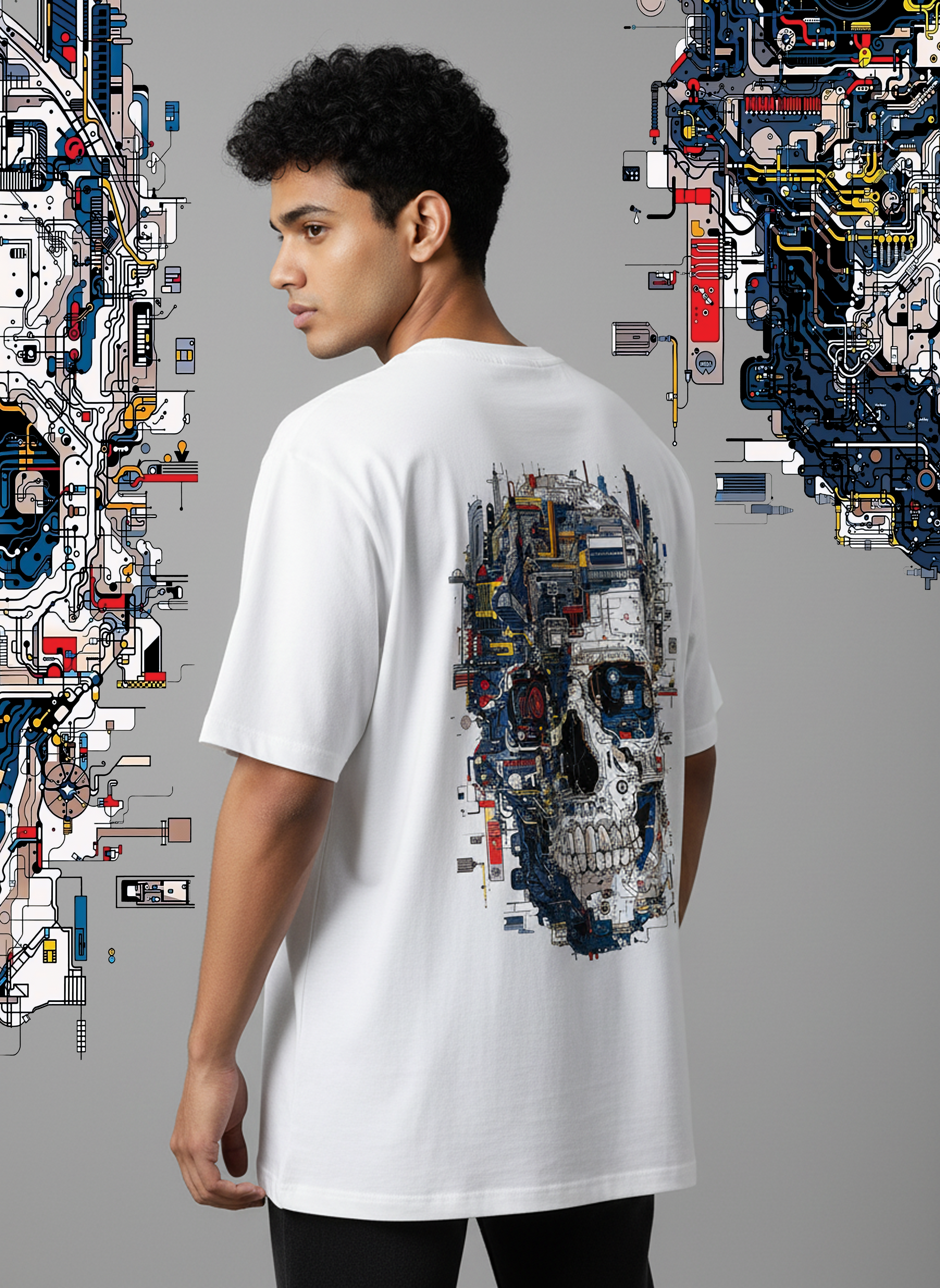 Glitchcore cyberpunk-inspired oversized unisex T-shirt