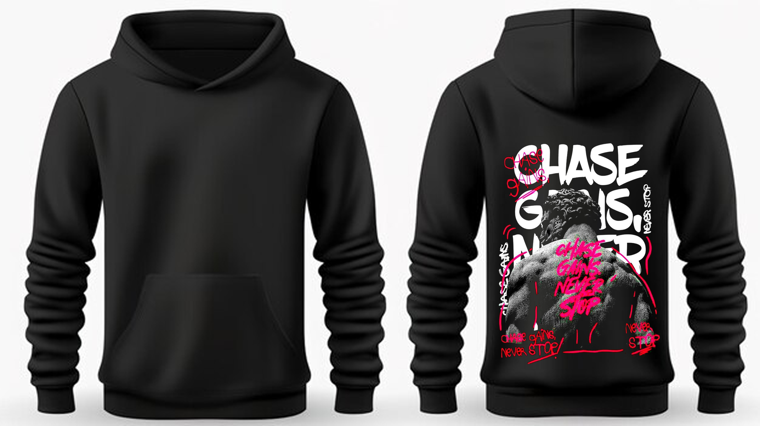 Chase Gains Never Stop Motivational Gym Hoodie