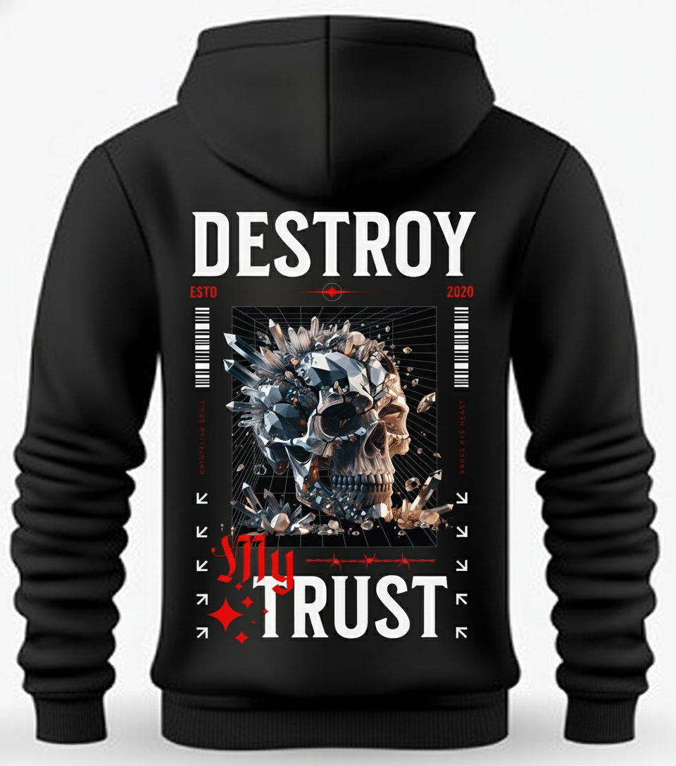 Destroy My Trust Skull Graphic Hoodie
