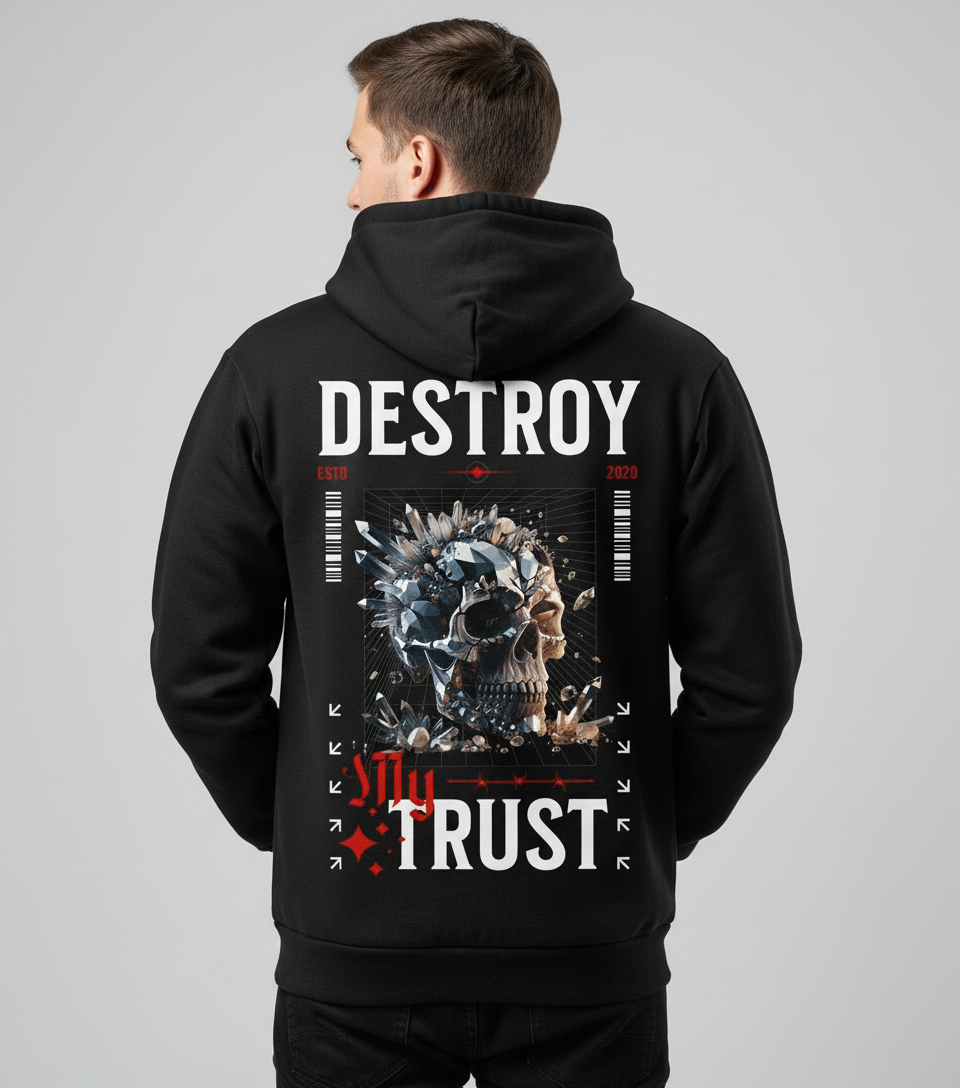 Destroy My Trust Skull Graphic Hoodie